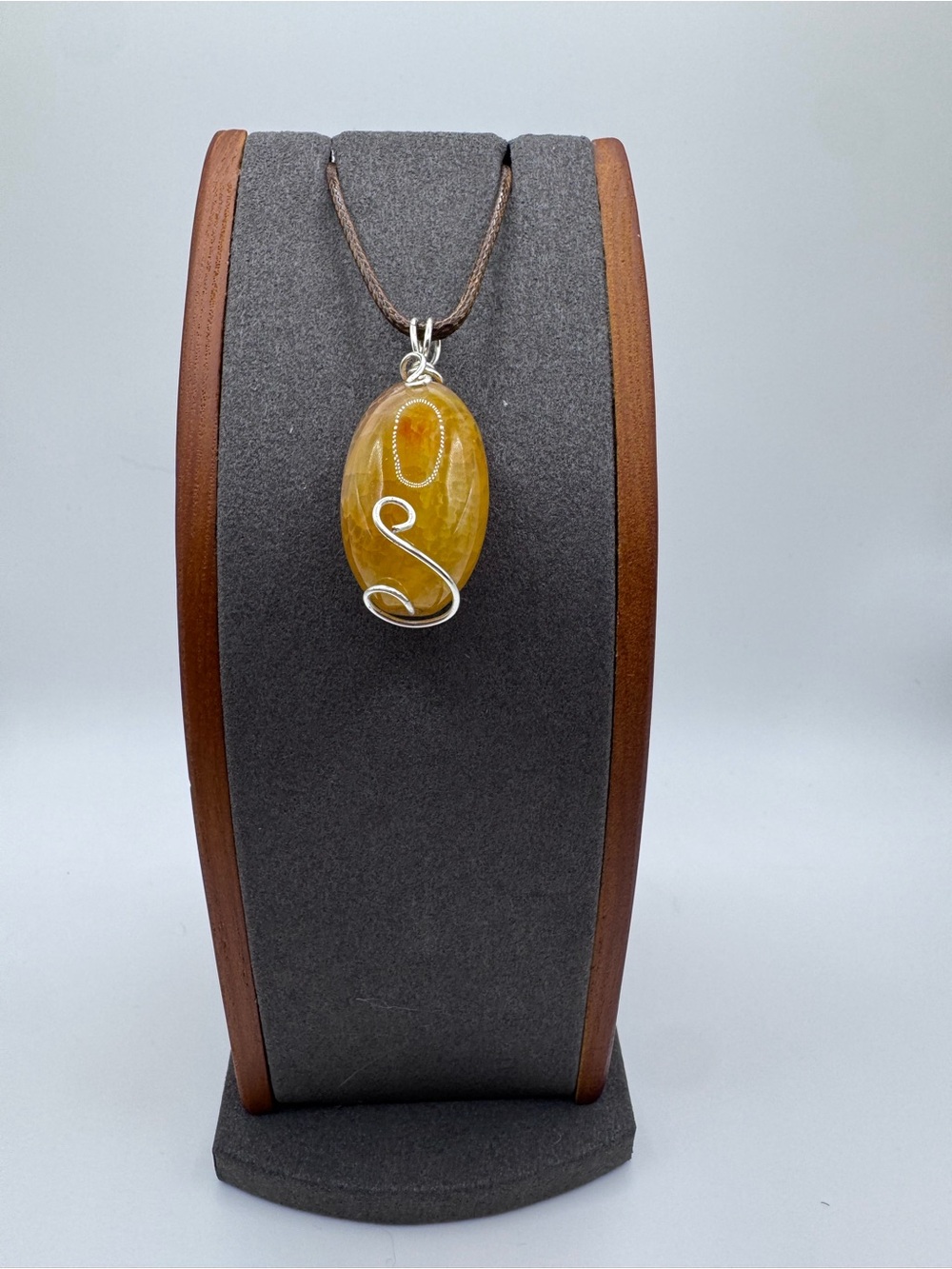 Handcrafted Yellow Quartz Wire Wrapped Pendant Necklace